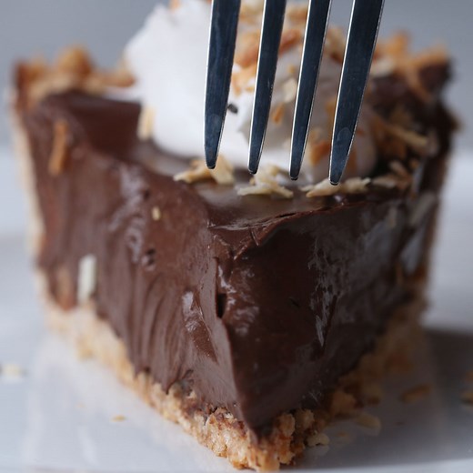 Dairy-Free Chocolate Coconut Cream Pie for dessert please! Shop the recipe! https://tasty.co/recipe/dairy-free-chocolate-coconut-cream-pie | Tasty
