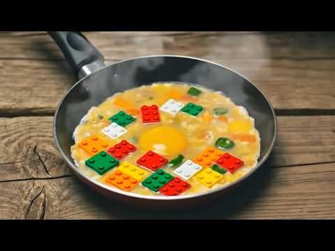 Stop Motion Cooking | Fried Egg & Veggie Breakfast | Lego In Real Life