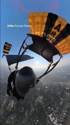 Crowds cheer for US Army parachutists🪂