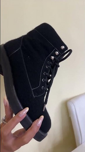 Chanel Black Wool CC Combat Boots | Luxury Designer Winter Boots Review & Styling #shorts #shoes