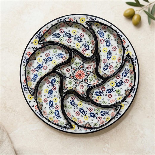 Ceramic Divided Serving Tray, Charcuterie Board, Appetizer Platter, Cheese Board, Ceramic Snack Plate, 9th Pottery Anniversary Gift - Etsy