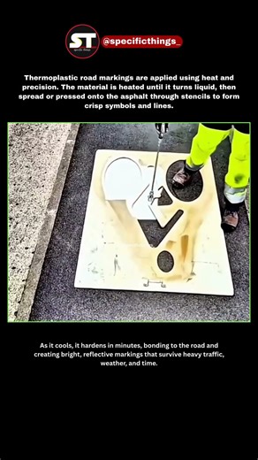 How Road Symbols Are Melted Into the Asphalt . #technology #road #art #shortsfeed #ytshorts #facts