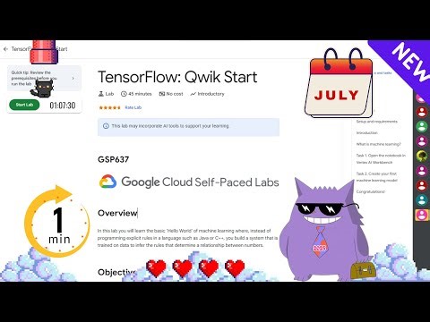 TensorFlow: Qwik Start | #2025 | #GSP637 |#qwiklabs |Solution
