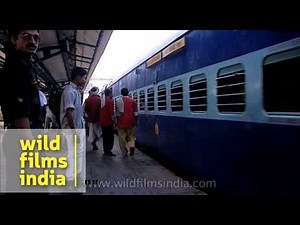 Indian train slows down after entering New Delhi Railway station