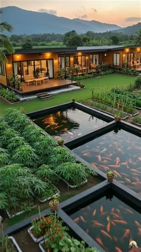 Cozy Wooden Villa Farm Oasis at Sunset | Peaceful Nature Living