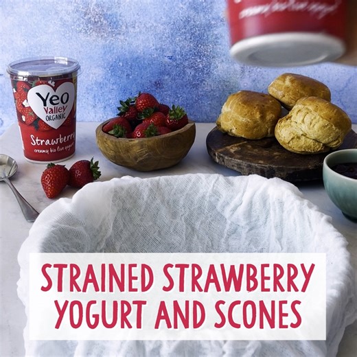 A sweet treat 💕 Our twist on the traditional cream tea, let us introduce you to our super-simple strained yogurt filling that adds a fruity surprise to a creamy filling. Hit the link for the full recipe - https://bit.ly/3dxJxTK 🔗 #YeoValley #YeoValleyOrganic #StrawberryYogurt | Yeo Valley