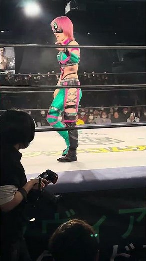 ハイパーミサヲがやり返す方法を思いついて制汗スプレーをマッスル坂井の顔だけでなく脇の下にも放って場外ダイブ！ 「髙木三四郎デビュー30周年記念大会「NEVER SAY NEVER」」2025年2月3日