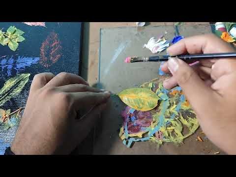 Easy Leaf Painting on Canvas | Beginner Art Tutorial 🍃