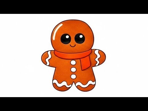 CUTE GINGERBREAD DRAWING #kidsdrawing #cutedrawing #christmas #kidart #easydrawing #howtodraw