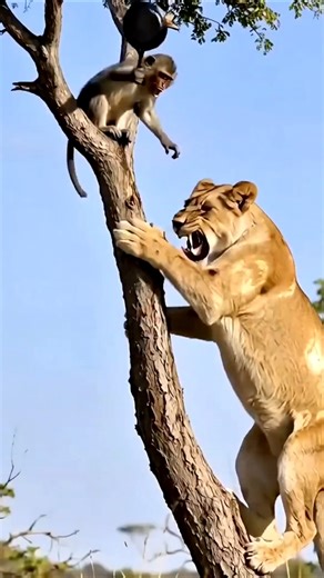 Monkey Fights😱Lion with a Pan! 🤣🔥 Unbelievable Jungle Battle #ai #shorts #funny #shortvideo #aivideo