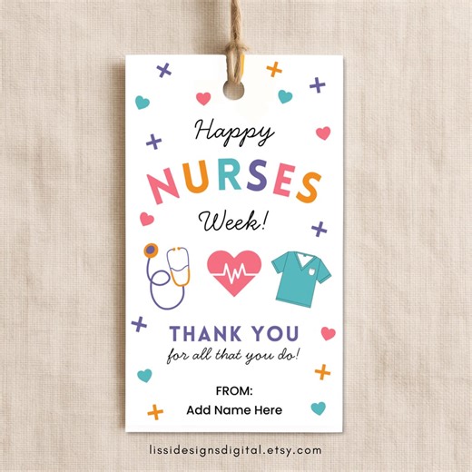 Editable Nurse Appreciation Week Gift Tag: Personalized Printable Gift Tag, Nurses Week Gift, Thank You Nurses - Etsy
