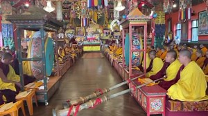 Most Secret Hayagriva Extensive Tsog offering at Kopan Monastery happening right now, with Lama Zopa Rinpoche, Khen Rinpoche Geshe Chonyi and the monks and nuns of Kopan. This is an all day puja with an elaborate torma offering and extensive prayers and meditation. Hayagriva is the wrathful manifestation of Chenrezig, the Buddha of Compassion. This puja is very powerful as a means for removing obstacles and generating merit and is dedicated for the benefit of all beings. | Lama Zopa Rinpoche