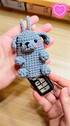 Crochet Dog Key Cover 🩷🔑 #crochet #customcrochet #cutecrochet #keycover #crochettutorial