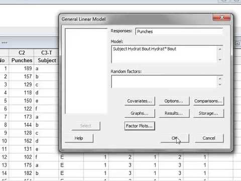 Multifactorial GLM/ANOVA (Minitab)