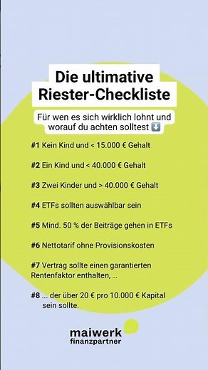 Die ultimative Riester-Checkliste