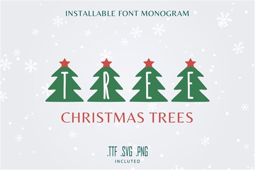 Christmas Script Font Christmas Trees Monogram Christmas Holiday Font Fancy Christmas Font Christmas Tree Letters for Cricut Canva Procreate - Etsy