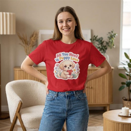 All You Need is Puppy Love T-shirt, Dog Lover Tee, Cute Puppy Shirt, Dog Mom Gift, Gildan 64000 Unisex Softstyle T-shirt - Etsy
