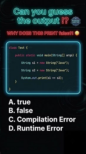 🤯 Java String TRICK! Why Does == Return false? | Java Interview Question