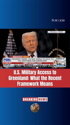 U.S. Military Access to Greenland: What the Recent Framework Means 🌍❄️🛡️ Recent talks between the U.S., Denmark, and NATO have led to a framework for expanded U.S. military presence in Greenland, an autonomous Danish territory. This builds on the existing 1951 Defense Agreement, which already allows broad U.S. rights to operate bases, move forces, and install equipment for mutual defense—without ownership transfer. The new outline emphasizes permanent, unrestricted military access to strengthe