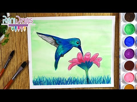 Cómo dibujar UN COLIBRÍ con ACUARELA - Paso a paso