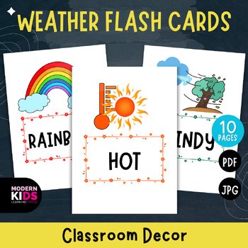 Weather Center Display Flash Cards Bulletin Board, ESL, EFL Word Wall