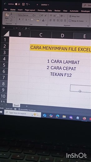 Mari Belajar Komputer - cara menyimpan dokumen Excel Secara cepat #excel