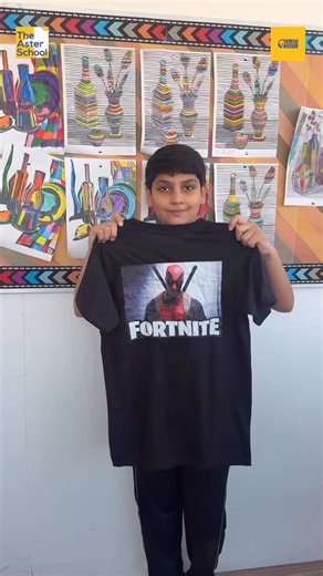 The Aster School - Clifton Campus on Instagram: "As part of our Genius Hour Project, Hasan designed and created his very own custom T-shirt, blending creativity with digital design skills. Using Photoshop, Hasan crafted a kid-friendly Fortnite-inspired graphic—experimenting with colors, layers, and effects to bring his idea to life on screen before turning it into a real printed T-shirt. 👕 Through this project, Hasan discovered how digital tools can turn imagination into something real. He lear
