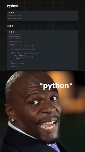 Sorting Numbers: Python vs C++ #python #c++ #coding #programming #shorts
