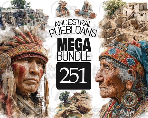 MEGA BUNDLE Ancestral Puebloans Clipart Set - Cliff Dwellings, Southwest Culture, Desert Architecture for Scrapbook Junk Journal Sublimation - Etsy