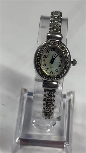 Vintage Jaclyn Smith Quartz Watch With Mother of Pearl Face and Marcasite Like Stones Elegant Timeless Design With a New Battery Installed. - Etsy