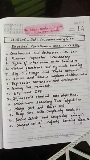 CS25C05 Data structure using c++ Important Questions #cs25c05 #datastructureusingc++