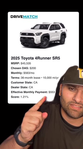 Ravi Wadan (Finance Education) on Instagram: "Awesome Toyota 4Runner Deal! #carleasing #toyota4runner #carlease #carleasedeals #carleasespecials #carshopping #carbuyingtips #carbuying #drivematch #moneysavingtips"