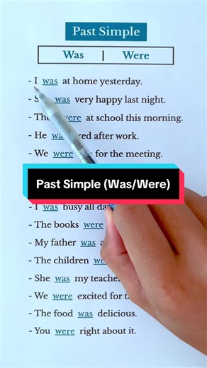 Learn past simple with was and were through easy daily examples 💬✨ #english #learnenglish #englishgrammar #speakenglish #englishpractice