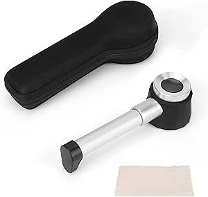45X Magnifying Glass Loupe Handheld LED Light Jewlers Magnifier Lens with Measure Scale and Portable Storage Case for Close Work Coin Jewelry Hobby Reading Checking