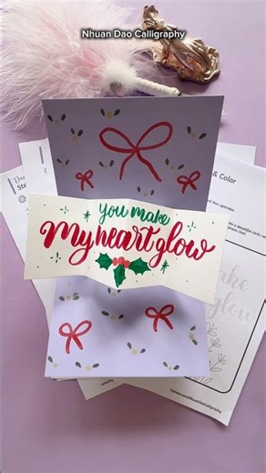 Easy Christmas Card Calligraphy Tutorial #nhuandaocalligraphy #shorts