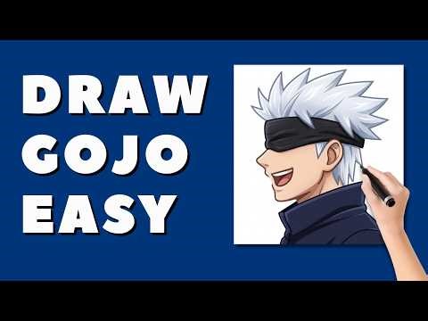 How to Draw Gojo Satoru Easy | Step-by-Step Outline Drawing (Jujutsu Kaisen) #animedrawing #art