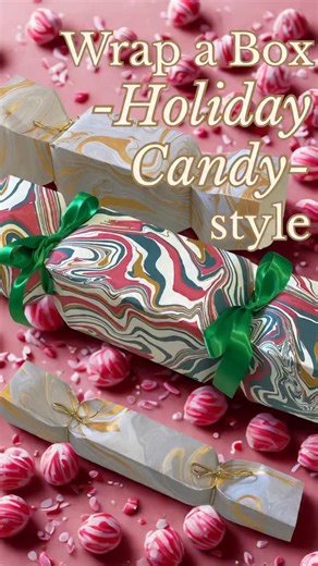 One of my favorite things about this wrap - it translates well from small to bigger gifts. I used a mug sized box to make a larger candy wrap, but I also did a smaller one in the picture that is perfect for lip gloss. #giftwrapping #christmasiscoming #candy #candywrap | Avenue Wrapping