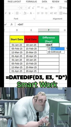 Calculate Date Difference in Excel Easily #excel #exceltips #exceltricks #excelformula #msexcel