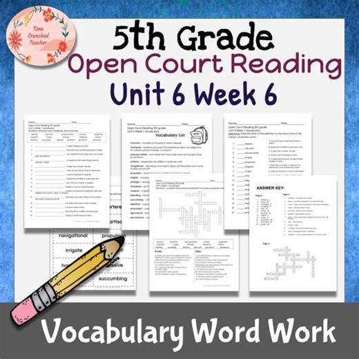 5th Grade Open Court Reading Unit 6 Week 6 VOCABULARY WORD WORK