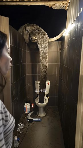 1.1K views | An elephant takes over the toilet in search of water! #klingai #elephants #animalsoftiktok #climatecrisis #viralaifun #fyp.mp4 | Nature talk | Facebook
