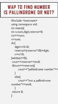 C++ Palindrome Number in 1 Minute