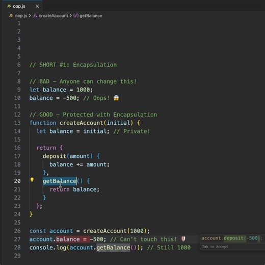OOP Encapsulation | #coding #frontendcourse #javascript
