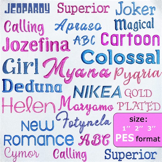 PES Embroidery Fonts, 22 PES Font Bundle, Brother PES Font, Cursive Script Embroidery Fonts, Machine Fonts, Alphabet Embroidery - Etsy