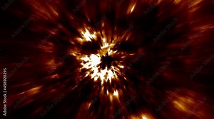 Supernatural skull burning and shining. 2D animation in horror fantasy. Creepy Halloween. Evil night demon. Cruel ghost face. Spooky animated movie. VJ loops.video clip. Orange and black background.