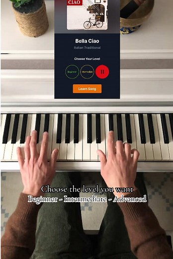 Learn 1500 songs with flowkey, link in bio (free trial) 🎶🇮🇹 #bellaciao #piano #tutorial