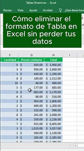 Cómo eliminar el formato de Tabla en Excel sin perder tus datos