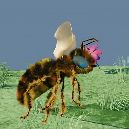 3D Animated Short Film – Bee on a Flower Meadow - Fully created in Blender #shorts