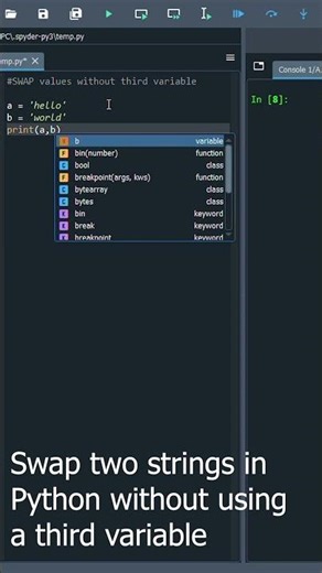 Swap values of two string variables in Python without using a third variable