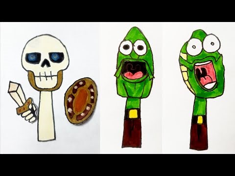 My Sprunki OC: RAAAH! Skeleton Banging Shield and OC: FRED from (SPONGEBOB)