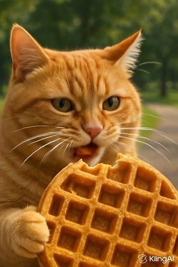 Cute cat eating a waffle #cat #cats #catvideos #catlovers #waffle #trendingshorts #trending